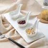 European Ceramic Tableware White Spoon Bowl Caviar Snack Plate Fruit Platter Restaurant Kitchen Ceramic Tableware Bowl Plate Set