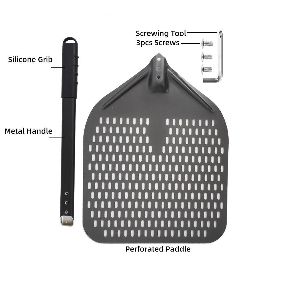 10 12 13 14 16 Inch Big Pizza Perforated Shovel Paddle Short Handle for Oven Turning Peel Kitchen Tools Nonstick Pizza Baking - Image 4