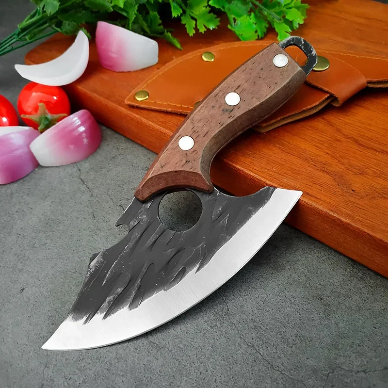 Multifunctional Knife Forged Kitchen Knife Stainless Steel Meat Cleaver Boning Knife with Bottle Opener Pocket With Knife Cover - Image 21