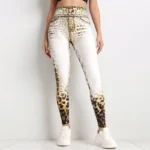 Leopard Print Yoga Pants Seamless Bleaching Print High Waist Peach Buttock Fitness Sports Trousers Breathable