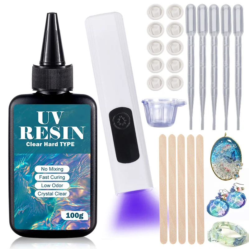 UV Resin Kit with Light Upgraded Hard Type Crystal Clear Ultraviolet Curing UV Resin for Craft DIY Jewelry Making Molds Casting - Image 16