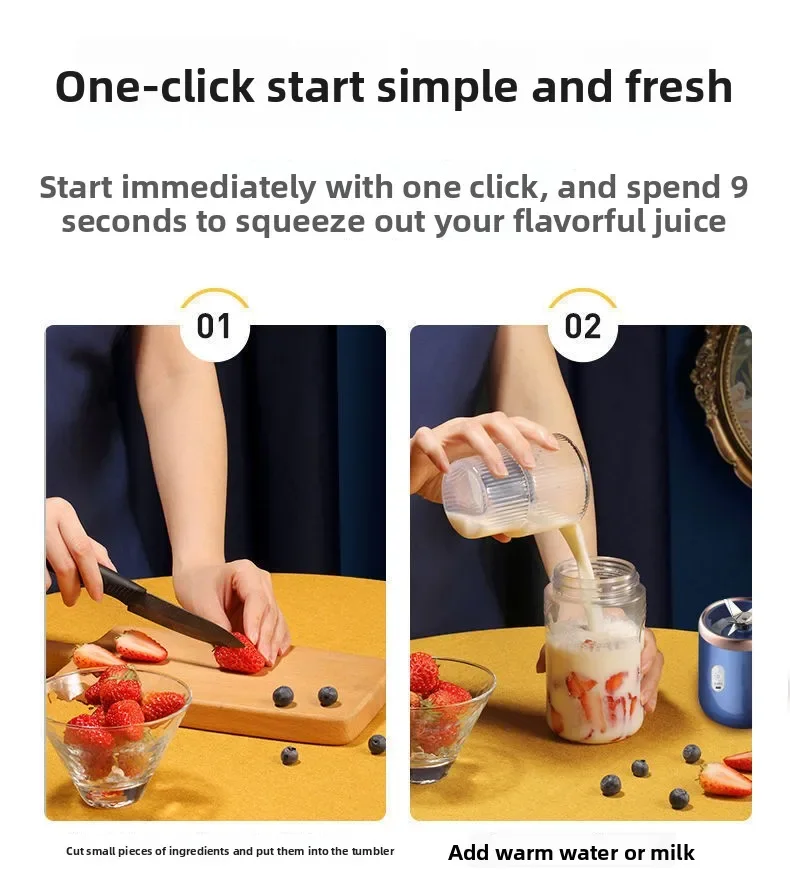Portable Fruit Juice Blenders Summer Personal Electric Mini Bottle Home Usb 6 Blades Double Cup Juicer Machine For Kitchen - Image 26