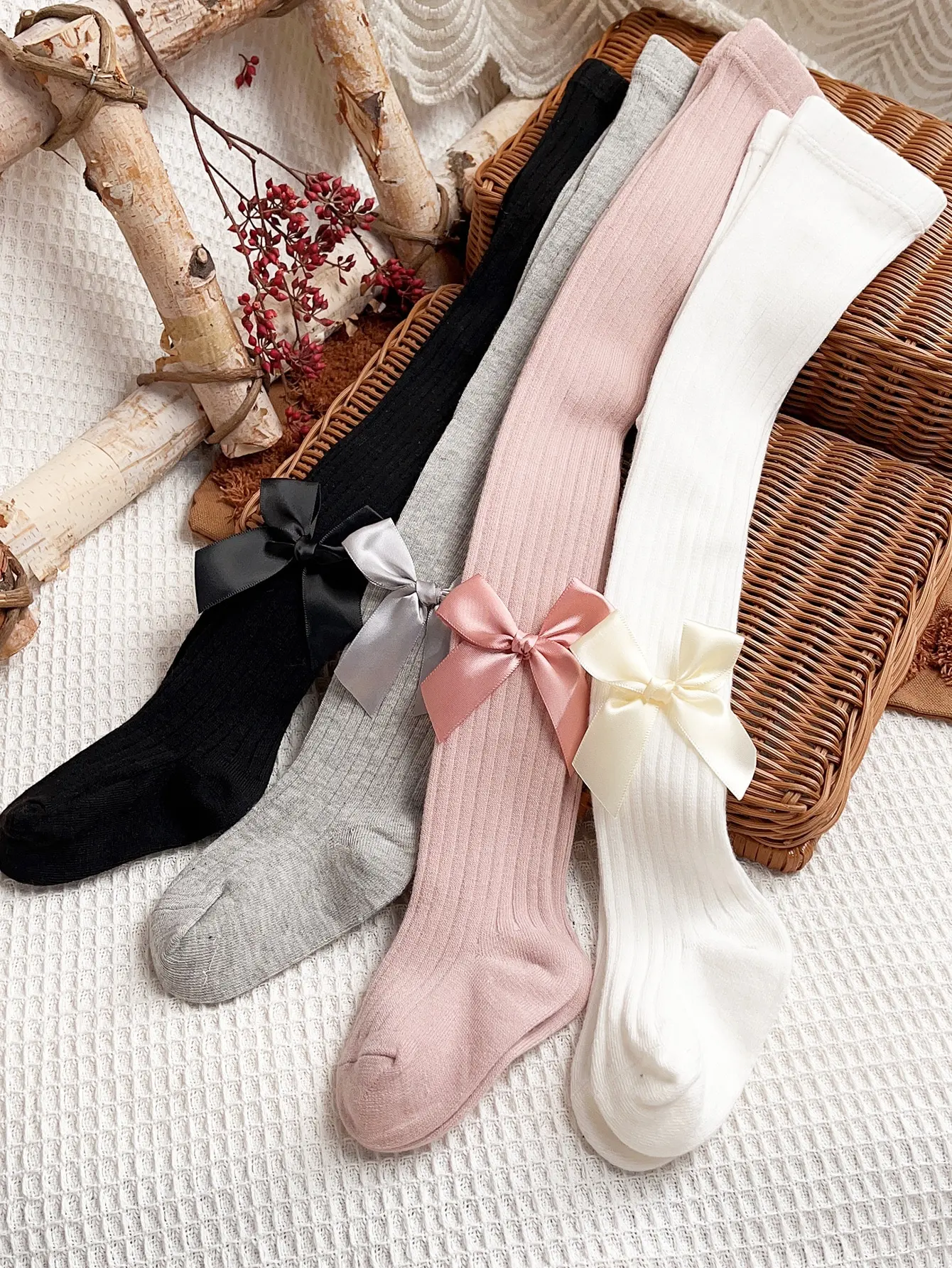 4pairs Toddler Girls Bow Decor Tights - Image 2