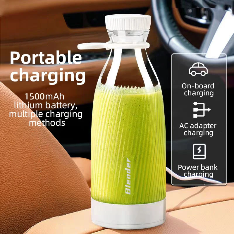 Portable Blender 500ml Mini Juicer USB Rechargeable Personal Smoothie Maker Multifunctional Travel Juice Cup Home Office - Image 2
