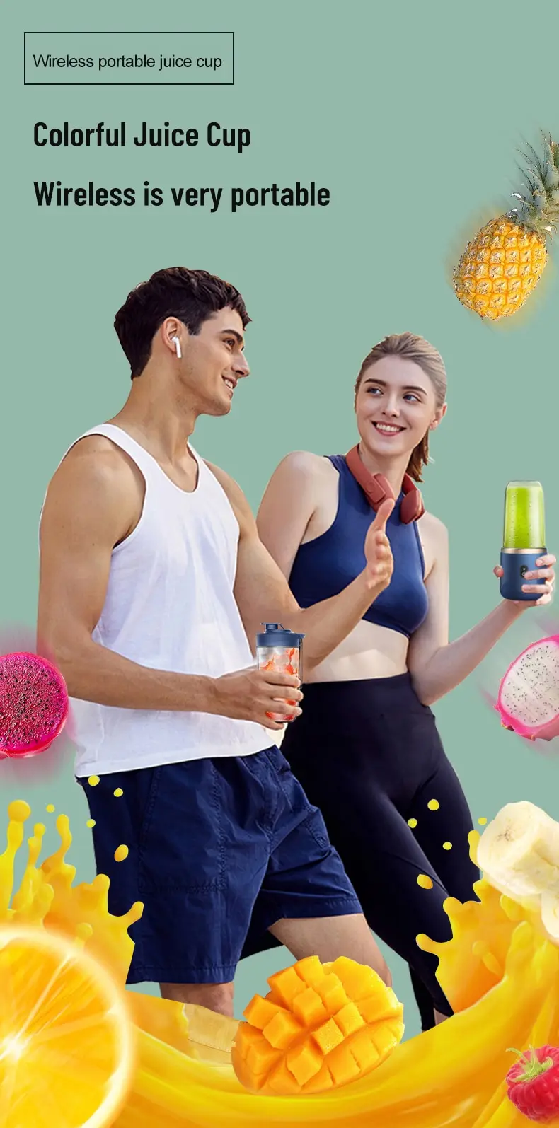 Portable Blender Bottle Electric 6 Blades Multifunction Juice Blender Fresh Juice Smoothie Blender Ice CrushCup Food Processor - Image 11