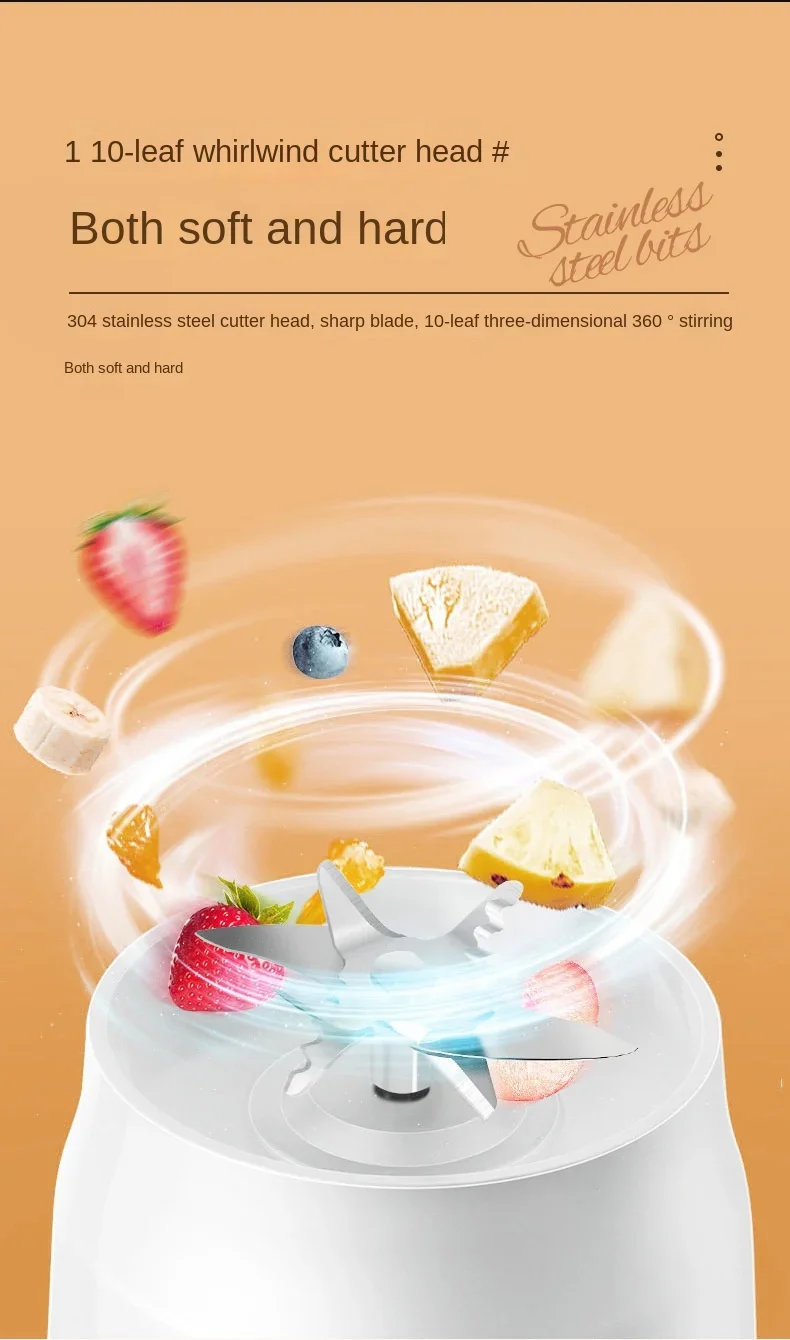 Portable Kitchen Blender Wireless Electric Fruit Juicer Machine For Orange Ice Crushing 10 Blades Auxiliary Food Machine Mixer - Image 14