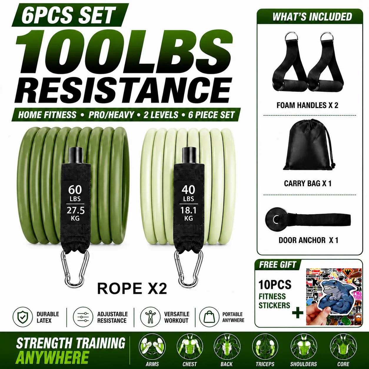 Heavy Duty 136KG/300LBS Resistance Bands Set - Image 8