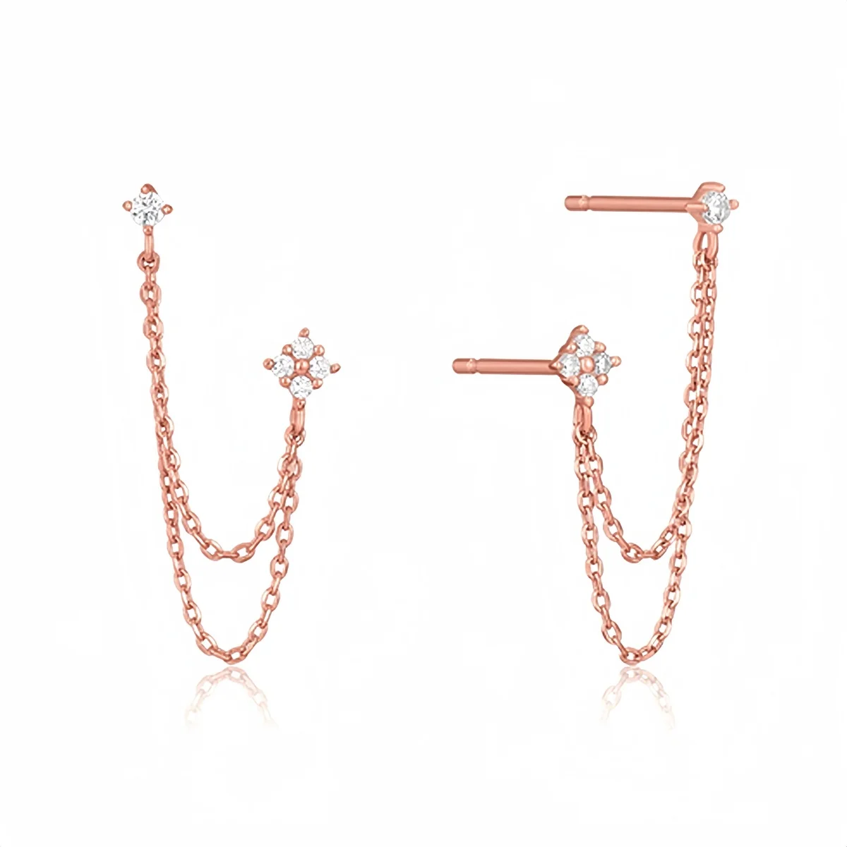 Tassel Chain Hanging Earrings Double Studs for Women Ear Piercing 3 Metal Color Luxury Jewelry Gift - Image 5