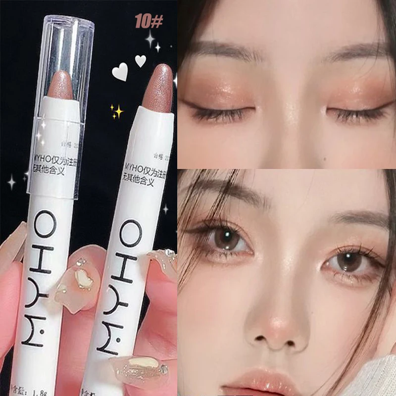 Glitter Chameleon Pink Eye Shadow Pen Lying Silkworm Highlighter Eye Head Brightening White Pearlescent Eyeliner Pencil Makeup - Image 9