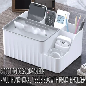 6-Section Desk Organizer - Multifunctional Plastic Storage