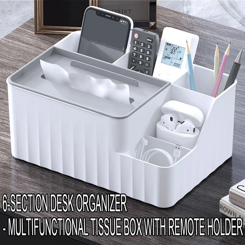 6-Section Desk Organizer - Multifunctional Plastic Storage