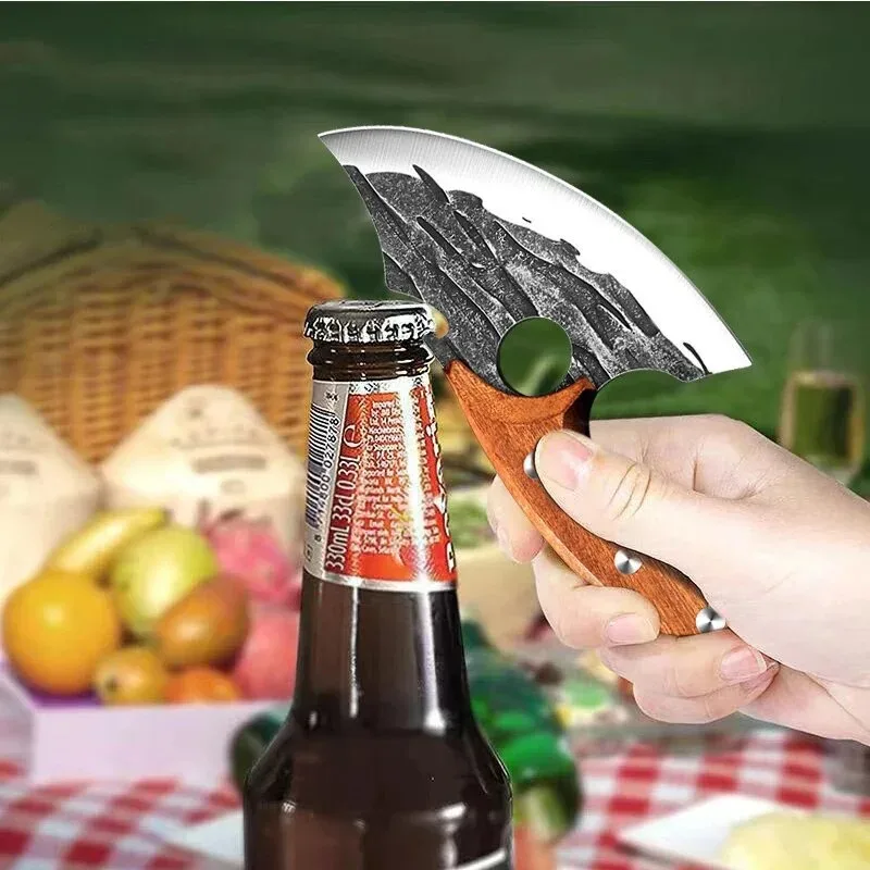 Multifunctional Knife Forged Kitchen Knife Stainless Steel Meat Cleaver Boning Knife with Bottle Opener Pocket With Knife Cover - Image 5