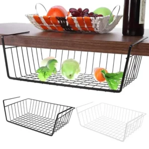 1PC Iron Hanging Mesh Basket Closet Desk Organizer - Wire Bookcase Shelf Rack for Cupboard under Storage Closet Storage Solution