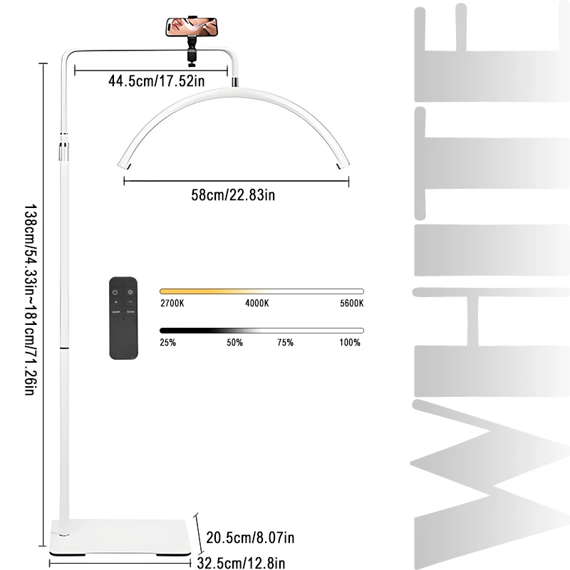 130-181CM LED Beauty Light 40W Half Moon Floor Standing Dimmable Suitable For Beauty Salon Beauty Refill Makeup Lighting - Image 9
