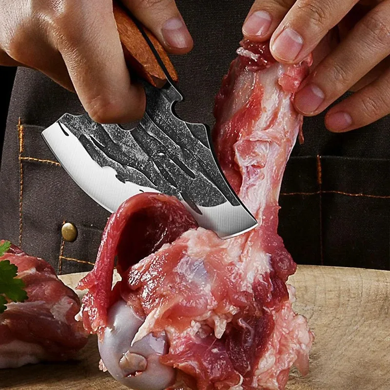 Multifunctional Knife Forged Kitchen Knife Stainless Steel Meat Cleaver Boning Knife with Bottle Opener Pocket With Knife Cover - Image 4