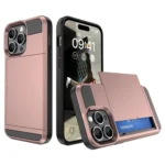 Phone Case for IPhone 16 15 14 Plus 13 12 11 Pro Max Wallet with Card Holder Slot Sliding Pocket Dual Layer Protective Cover