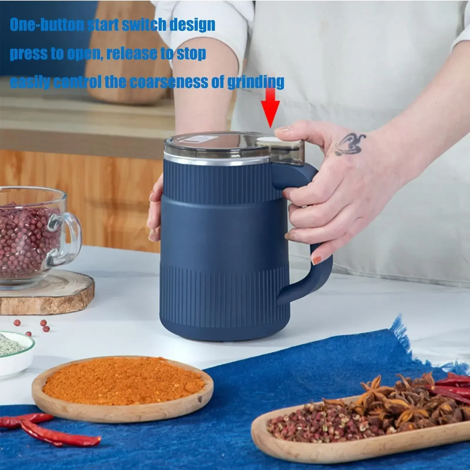 TINSOL New Electric Coffee Bean Grinder, 500ml Grinder, Bean Mill, Kitchen Use Stainless Steel Home Electric Coffee Bean Grinder - Image 9