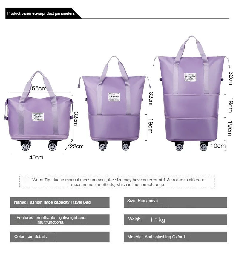 Universal wheel expandable luggage Large capacity travel fitness bag - Image 13
