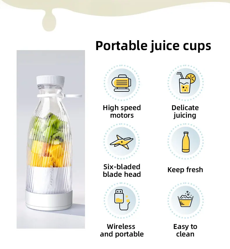 Portable Blender 500ml Mini Juicer USB Rechargeable Personal Smoothie Maker Multifunctional Travel Juice Cup Home Office - Image 9