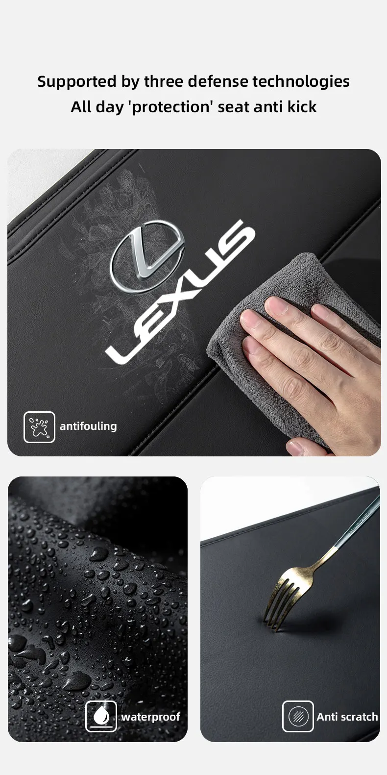 Auto Interior For Lexus RX330 IS250 ES300h UX GX470 LX570 LS430 Car Seat Back Anti Kick Protector Cover Mat Leather Seatback Pad - Image 15