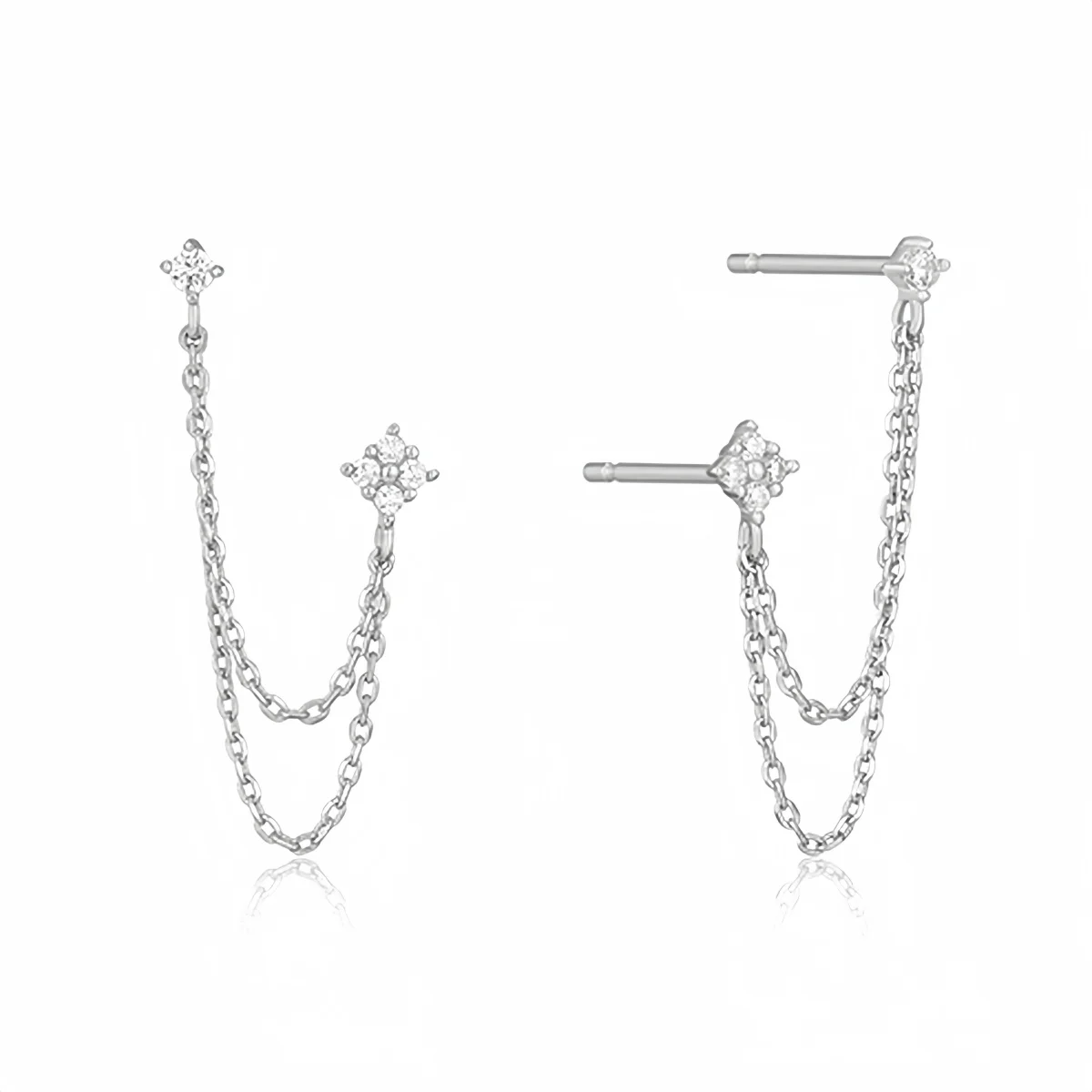 Tassel Chain Hanging Earrings Double Studs for Women Ear Piercing 3 Metal Color Luxury Jewelry Gift