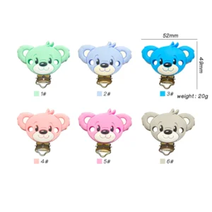 3pcs Silicone Bear Pacifier Clip DIY Baby Teething Teether Necklace Bead Tool Nurs Gift  Accessories