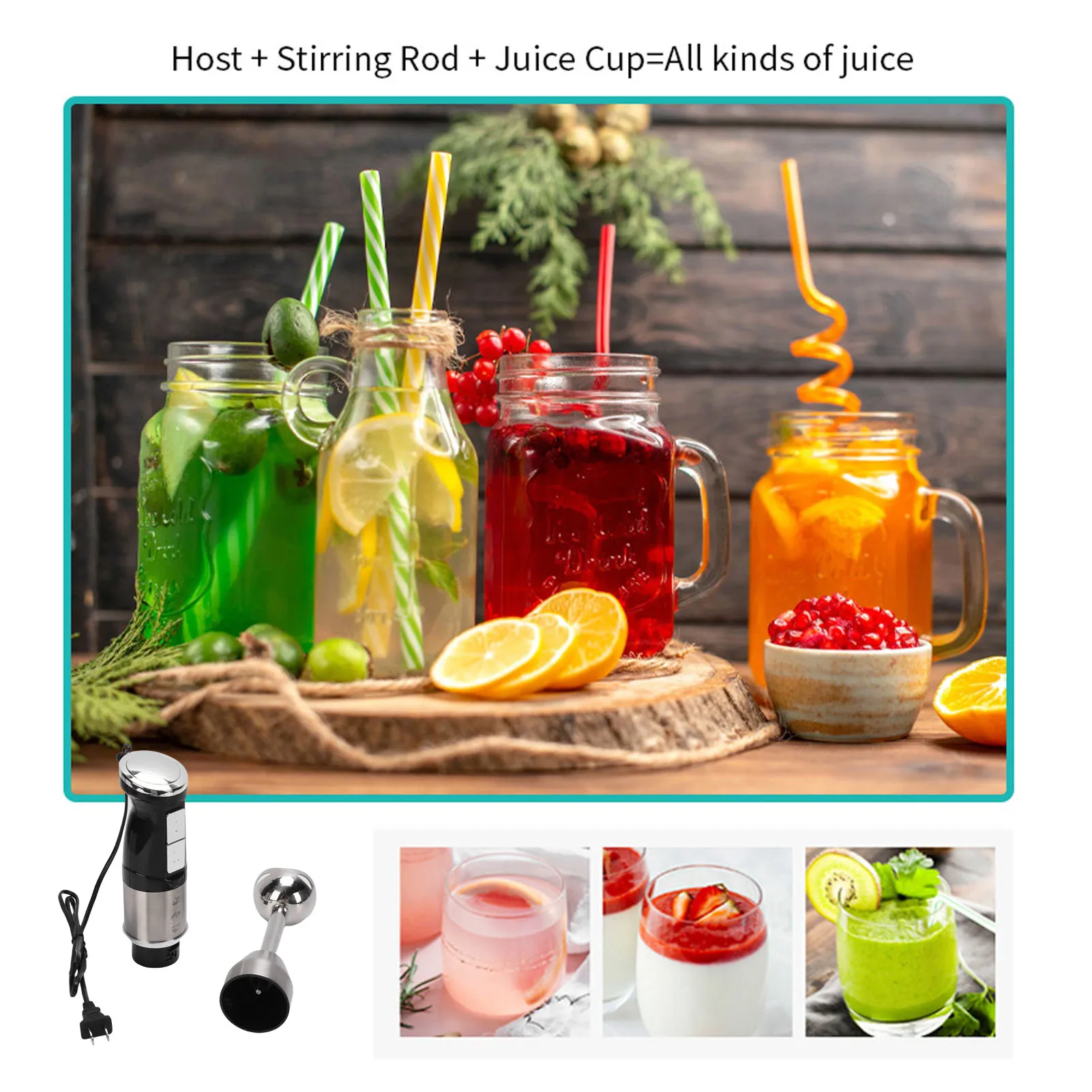 Immersion Hand Blender 400W Electric Handheld Portable Stick Mixer for Effortless Blending Smoothies Shakes Puree Round - Image 6