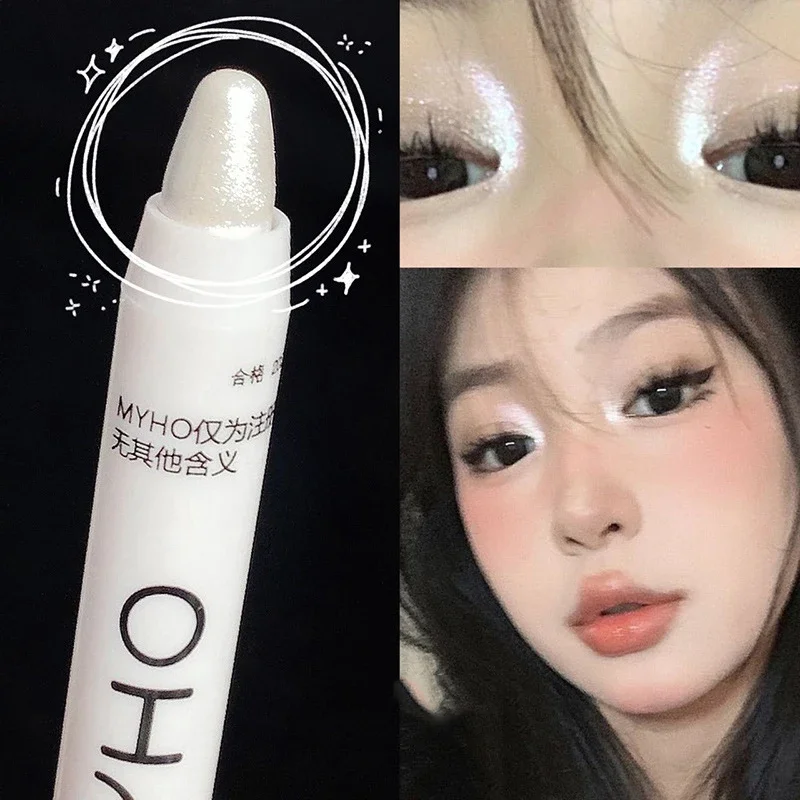 Glitter Chameleon Pink Eye Shadow Pen Lying Silkworm Highlighter Eye Head Brightening White Pearlescent Eyeliner Pencil Makeup - Image 4