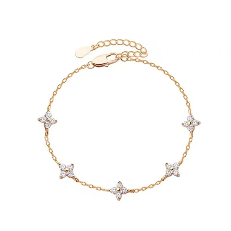 New Luxury Brand Temperament Four Leaf Flower Bracelet for Women Charm Gold Color Stainless Steel Korea Bangle Jewelry Colorfast - Image 6