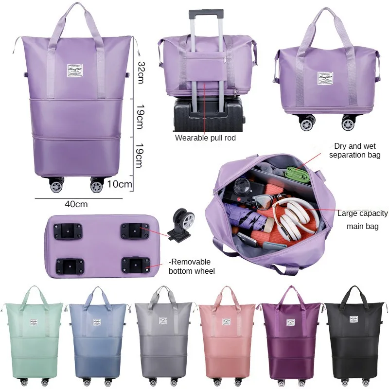 Universal wheel expandable luggage Large capacity travel fitness bag - Image 2