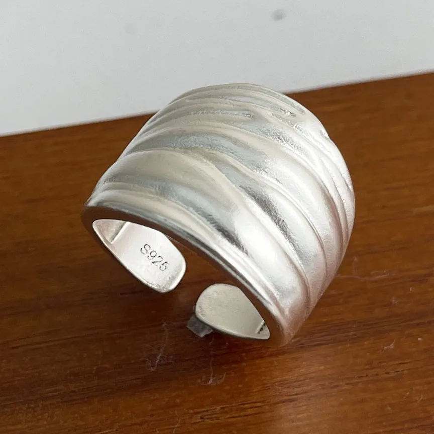 925 Sterling Silver Rings For Women Geometric Fine Jewelry Finger Adjustable Wide Sparkling Ring For Party Birthday Gift - Image 18