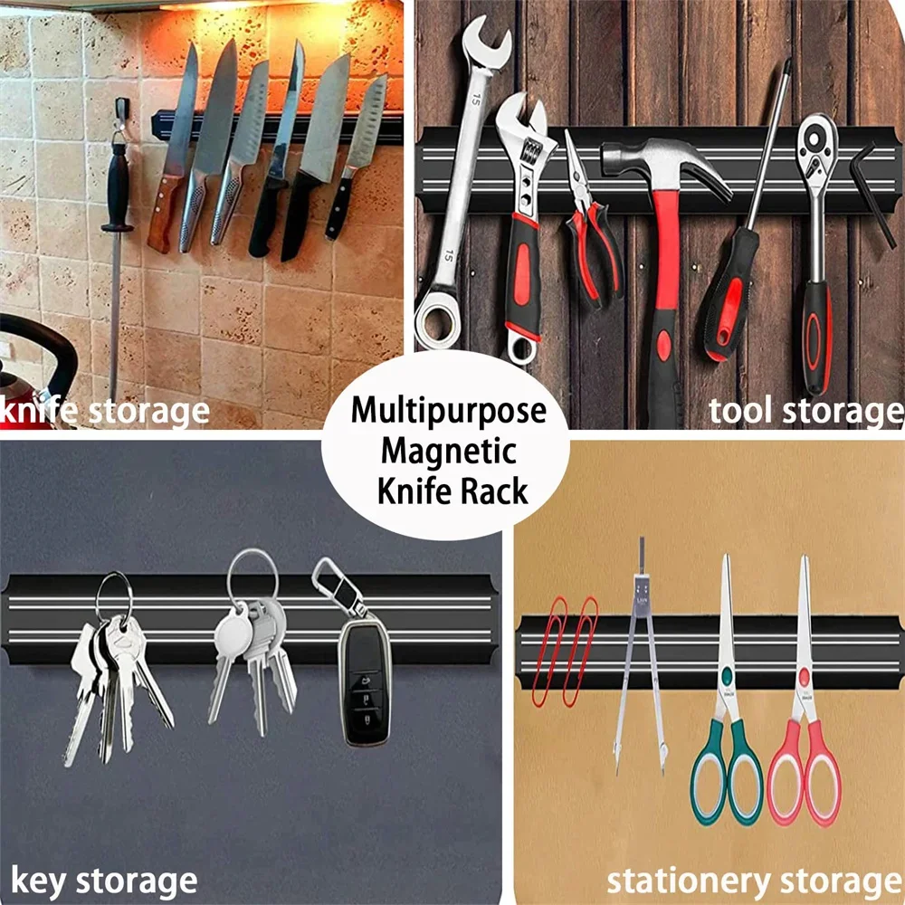 13 Inch Magnetic Knife Holder Wall Mounted Stainless Steel Magnetic Knife Strip Strong Powerful Knifes Rack Storage Kitchen Bar - Image 5