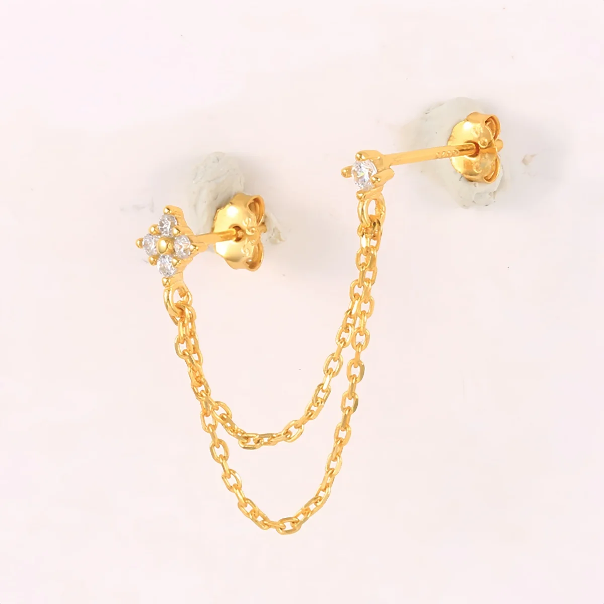 Tassel Chain Hanging Earrings Double Studs for Women Ear Piercing 3 Metal Color Luxury Jewelry Gift - Image 3
