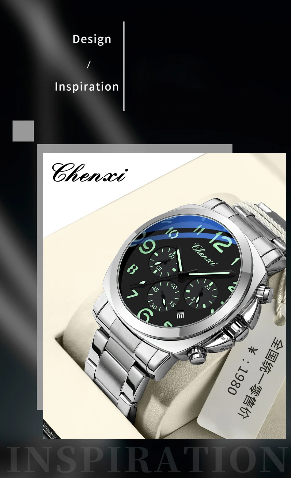 CHENXI Men Watches Stainless Steel Analog Quartz Sport Watches for Man Waterproof Business Classic Design Date Wrist Watch - Image 13
