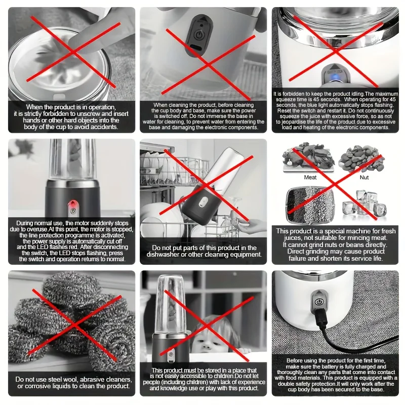 Portable Fruit Juice Blenders Summer Personal Electric Mini Bottle Home USB 6 Blades Juicer Cup Machine For Kitchen - Image 6