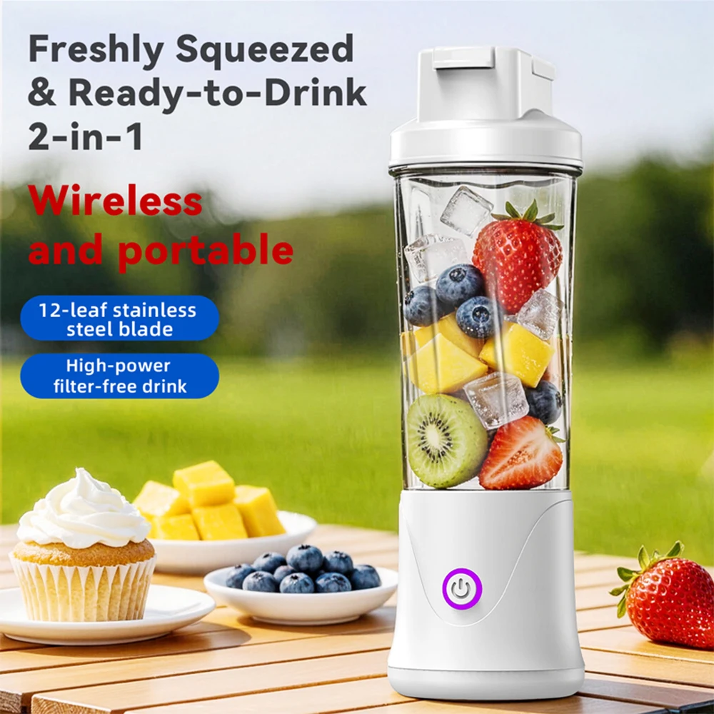 Portable Fruit Juicer Mini Blender 450ML Electric Juice Cup 12 Blades Rechargeable Blender For Shakes And Smoothies Ice Crusher - Image 9