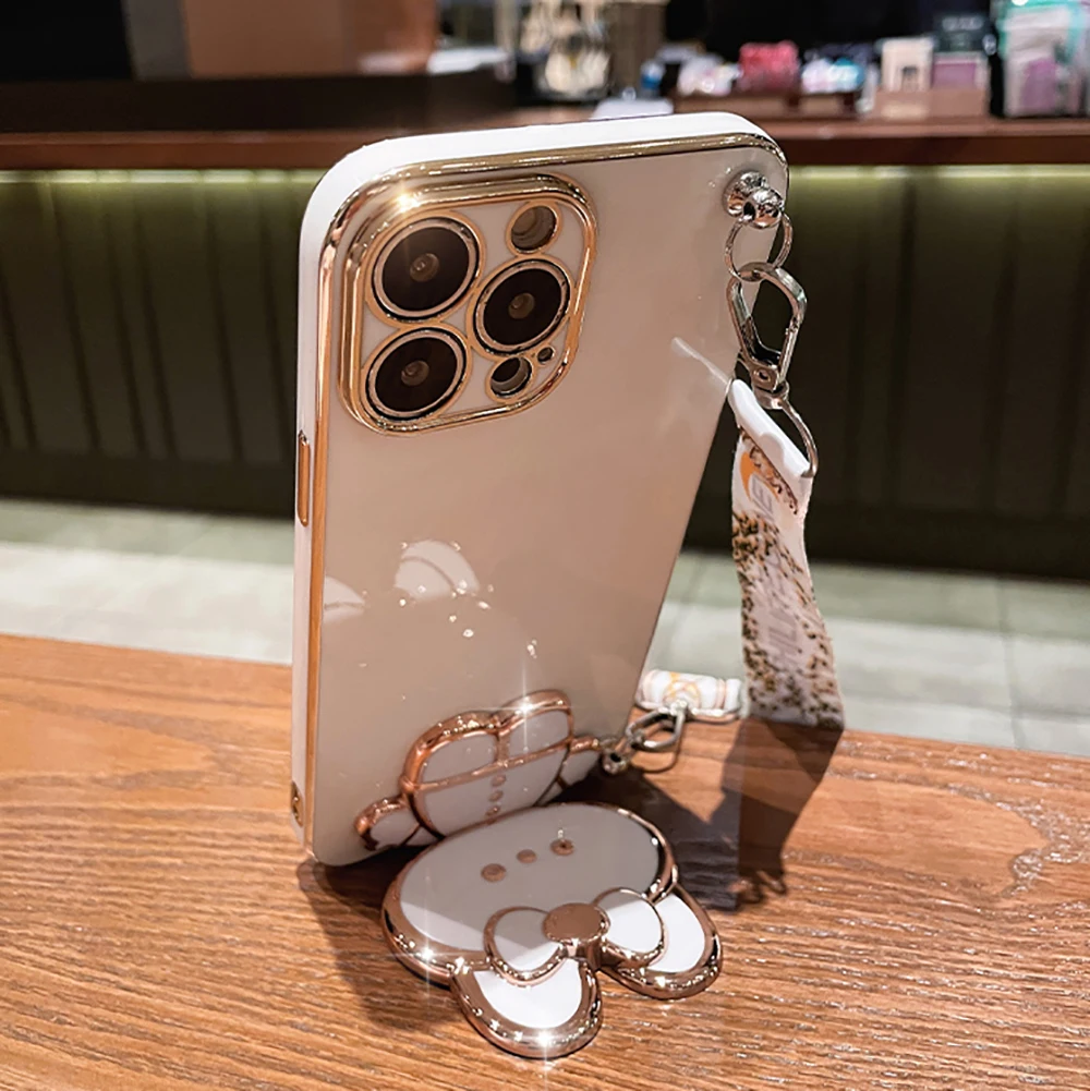 For Samsung Galaxy Buddy2 M23 F23 Buddy 2 Phone Case Soft Silicone Plating Cartoon Rabbit Fold Stand Makeup Mirror Bracket Cover - Image 12