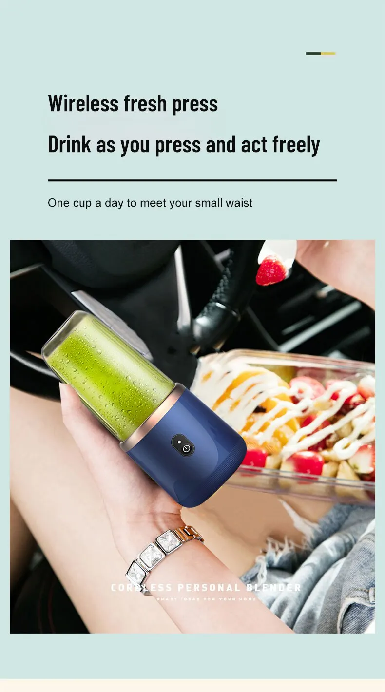 Portable Blender Bottle Electric 6 Blades Multifunction Juice Blender Fresh Juice Smoothie Blender Ice CrushCup Food Processor - Image 22