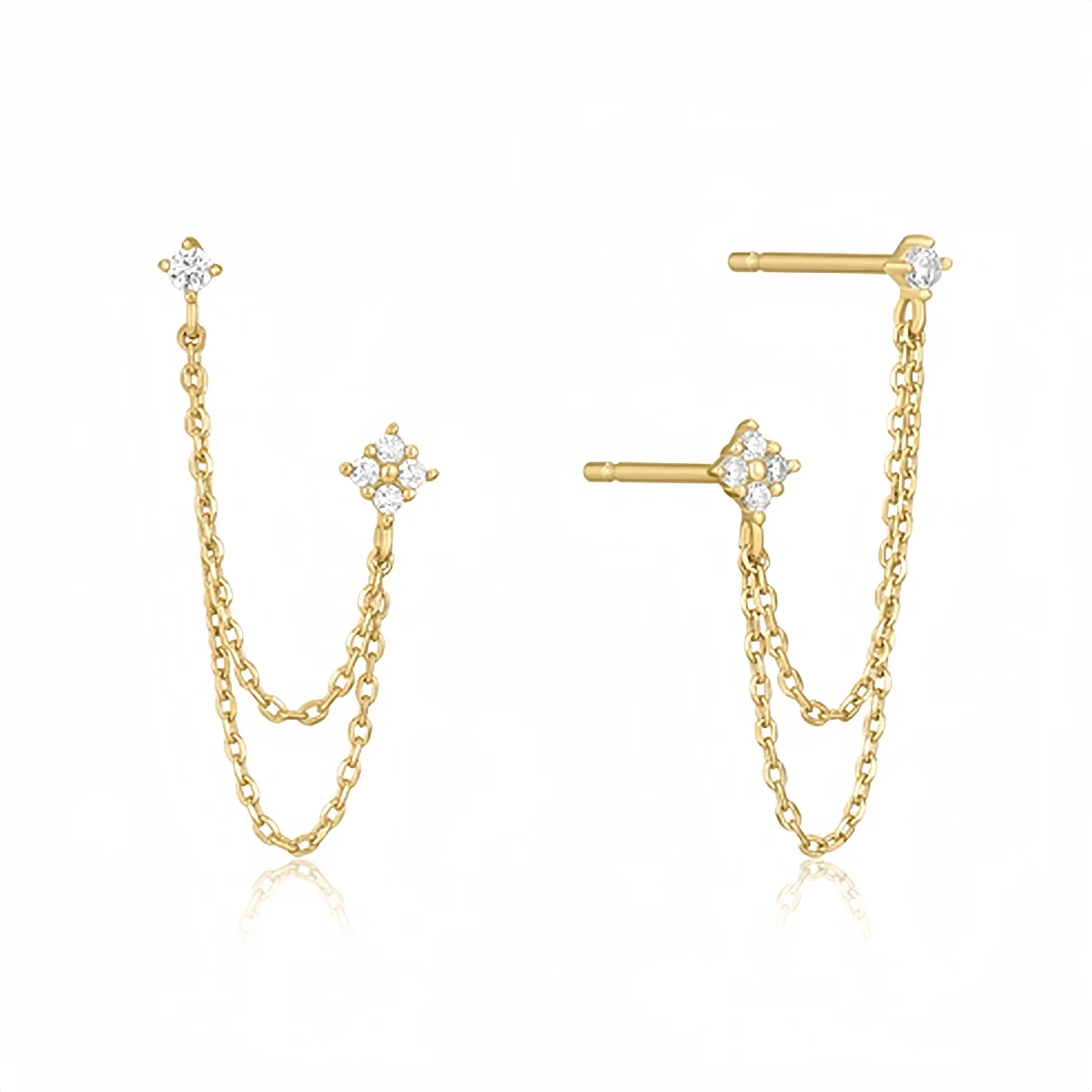 Tassel Chain Hanging Earrings Double Studs for Women Ear Piercing 3 Metal Color Luxury Jewelry Gift - Image 7