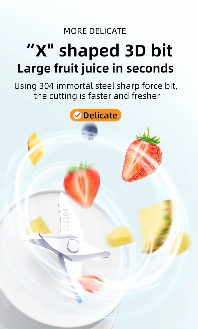 Portable Blender 500ml Mini Juicer USB Rechargeable Personal Smoothie Maker Multifunctional Travel Juice Cup Home Office - Image 13