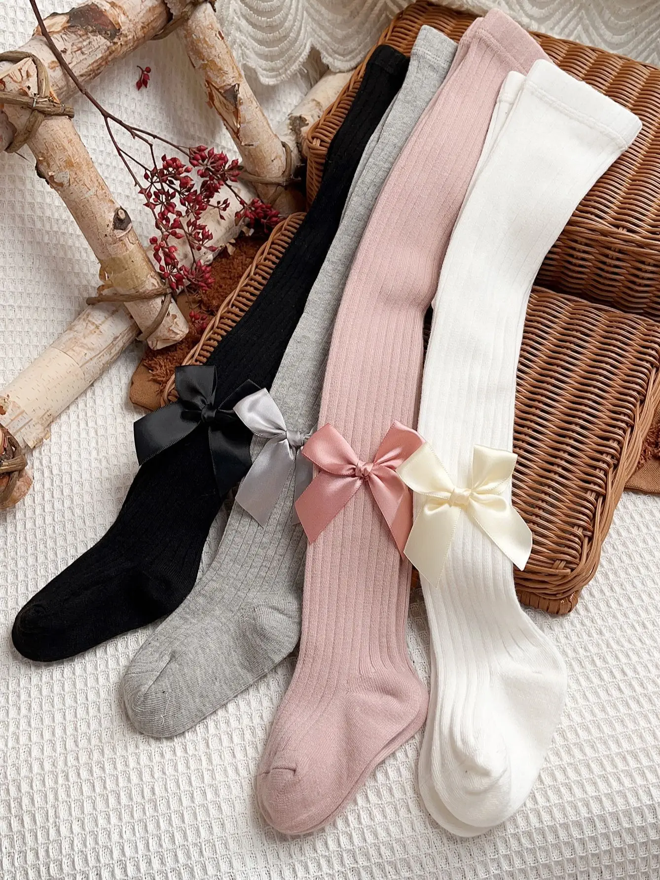 4pairs Toddler Girls Bow Decor Tights - Image 9