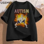 Autism Funny Skeleton Meme Men's T-shirt Cotton Mens Clothing Graphic Tshirts Man Clothes Printed Short Sleeve Tee Tshirts