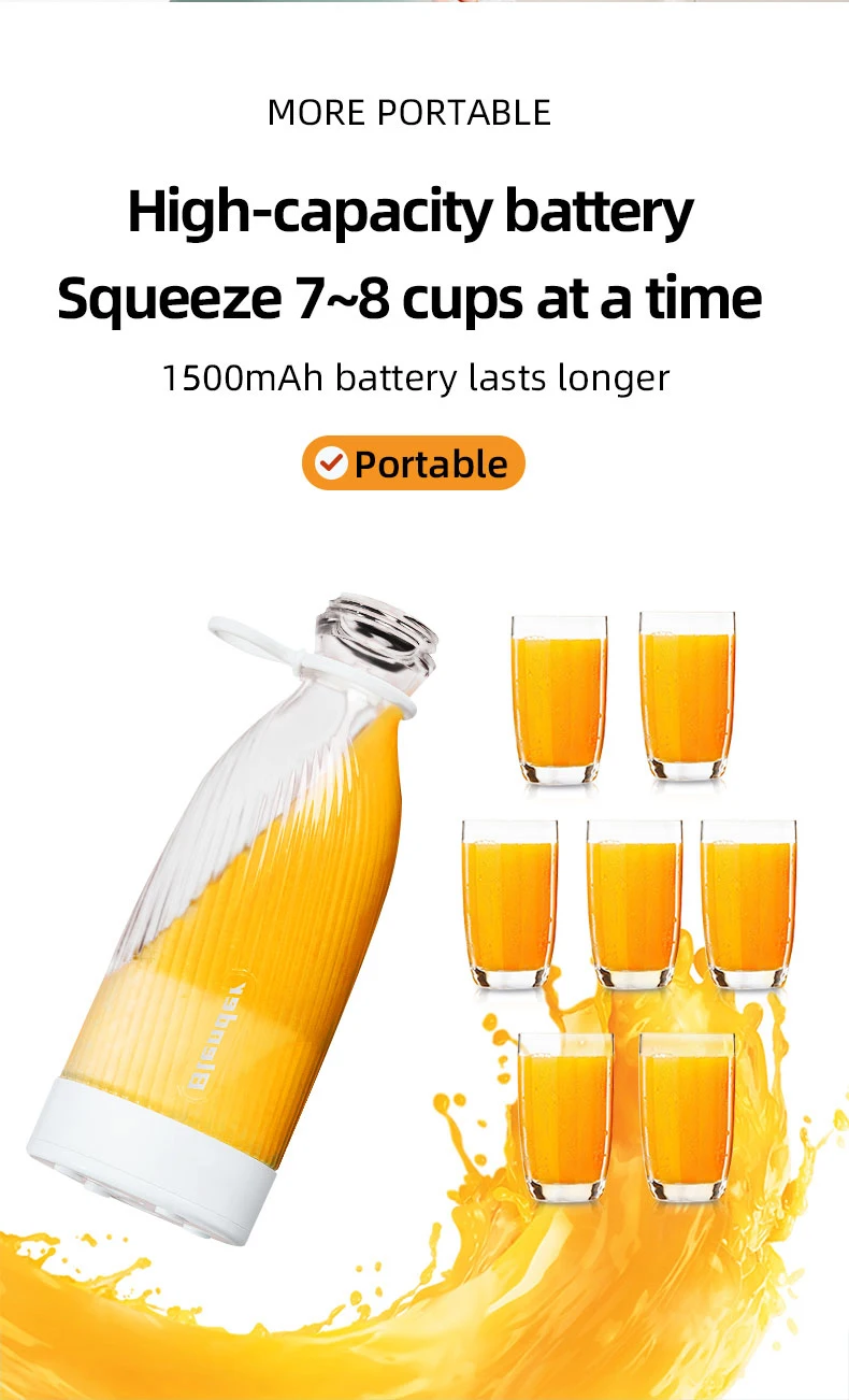 Portable Blender 500ml Mini Juicer USB Rechargeable Personal Smoothie Maker Multifunctional Travel Juice Cup Home Office - Image 17