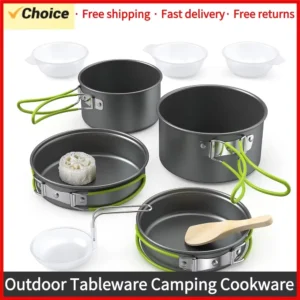 Outdoor Cooking Camping utensil set for 2-3 people 4-piece hard aluminum alloy material outdoor combination portable pot set