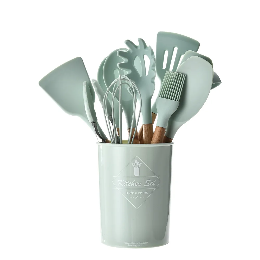 LMETJMA Silicone Cooking Utensils Set - 446°F Heat Resistant Kitchen Utensils Set Turner Tongs Spatula Spoon Brush Whisk JT888 - Image 6