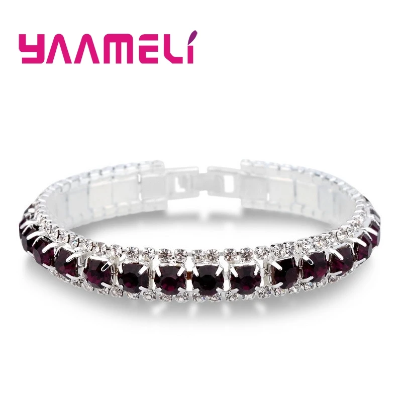 Top Sale 925 Stamp Silver Color Bracelets Full AAA Zircon Austrian Crystal Femme Women Link Chain Jewelry Bangles 14 Colors - Image 17