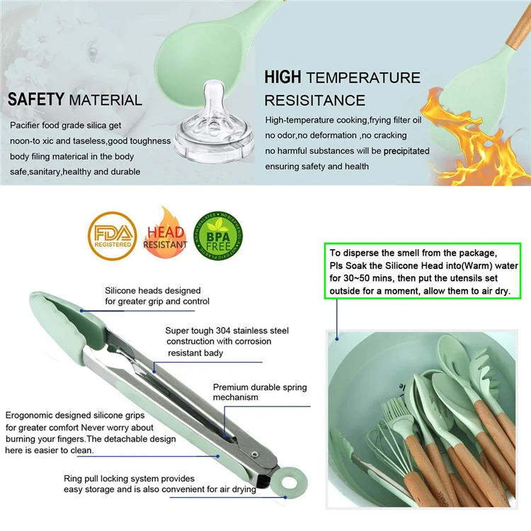 LMETJMA Silicone Cooking Utensils Set - 446°F Heat Resistant Kitchen Utensils Set Turner Tongs Spatula Spoon Brush Whisk JT888 - Image 38