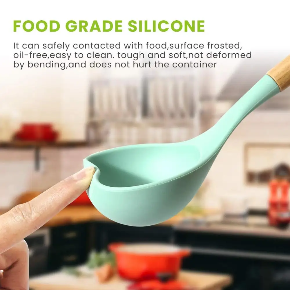 LMETJMA Silicone Cooking Utensils Set - 446°F Heat Resistant Kitchen Utensils Set Turner Tongs Spatula Spoon Brush Whisk JT888 - Image 4