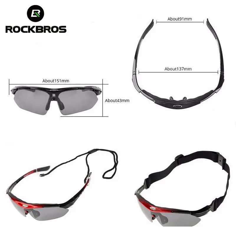 ROCKBROS Cycling Polarized glasses Bike Sunglasses Outdoor Sports Sunglasses MTB PC Goggles Eyewear 5/3 Lens Bicycle Accessory - Image 5