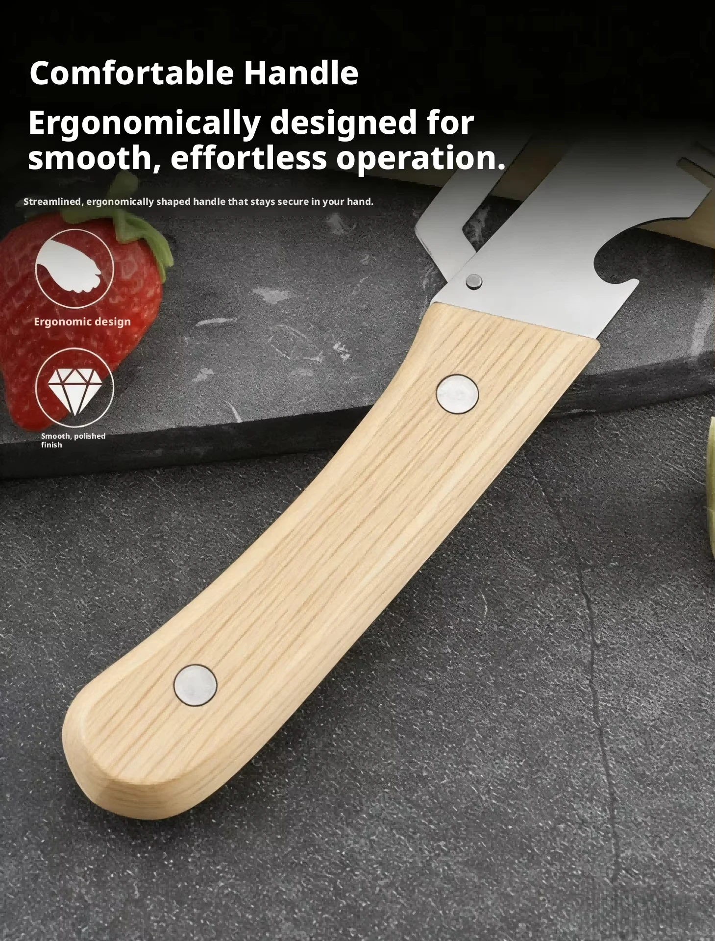 2-in-1 Stainless Steel Peeler Multi-Functional Serrated Vegetable Slicer Fruit Peeling Slicing Wooden Handle New Kitchen Knife - Image 15